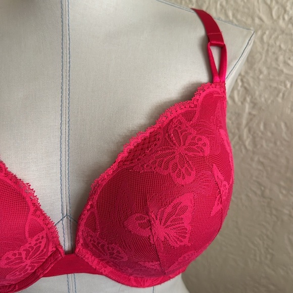 Victoria’s Secret Bold Pink Mesh Butterfly Push-Up Bra 38DD - Picture 2 of 8